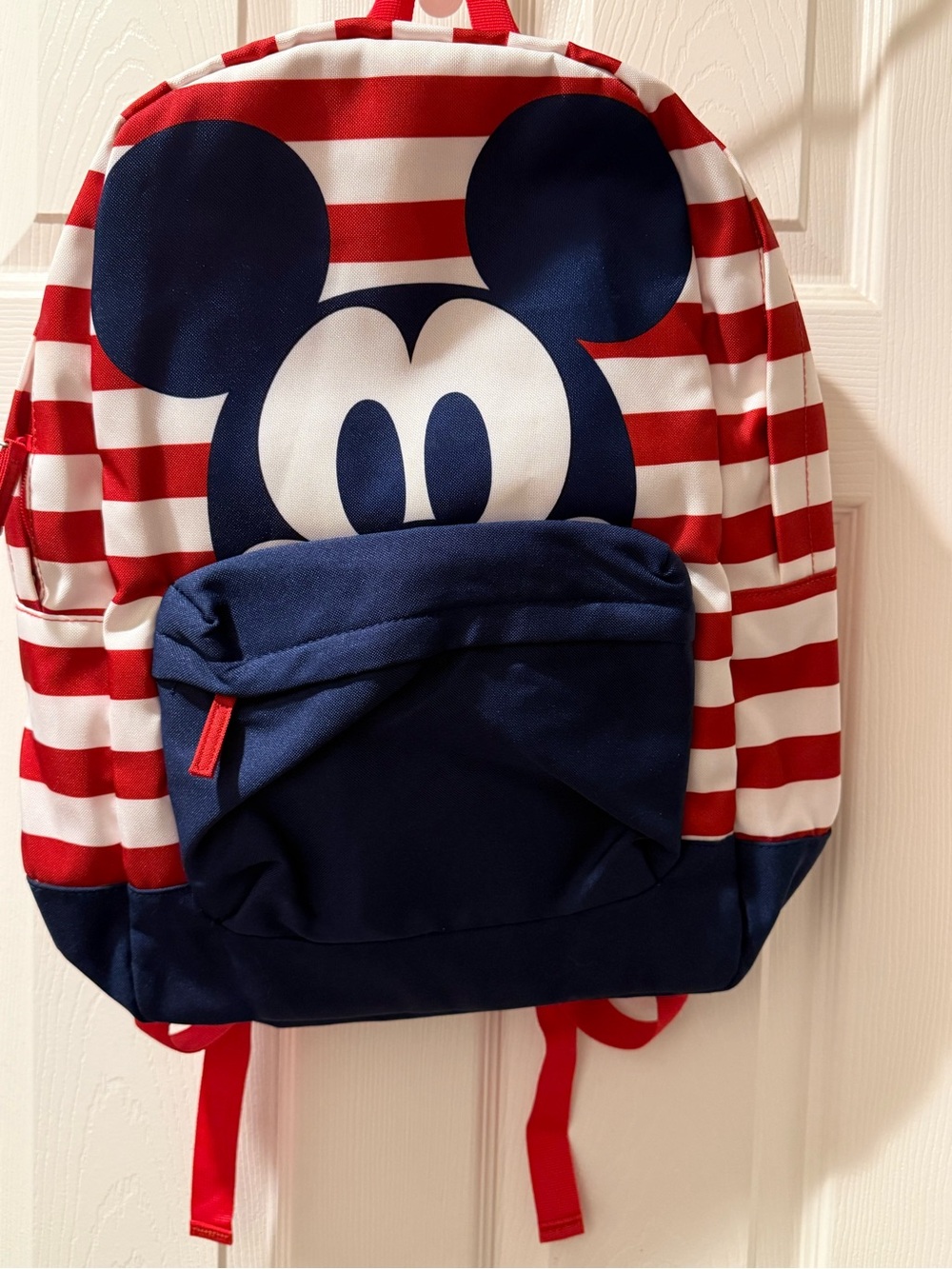 Disney Mickey Mouse Red White and Blue Americana Striped Backpack New